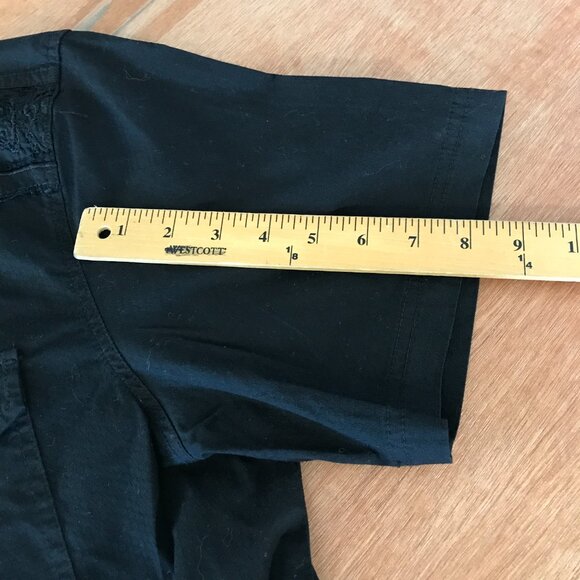 Affliction Black Premium Slim Shirt Men 2XL Black Button Up Pocket Embroidered - Picture 12 of 16